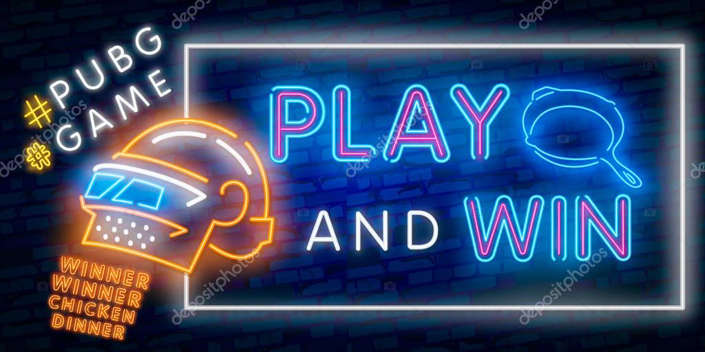 Vector illustration logo and text Winner winner chicken dinner. winning pubg text