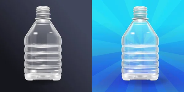 Вектор Реалістичний пластиковий контейнер Мінеральна пляшка води Напій Етикетка ізольована порожня пляшка води Напій пиття Мінеральний вектор Пластиковий об'єкт Ізольовані 3D порожня етикетка ізольовані — стоковий вектор
