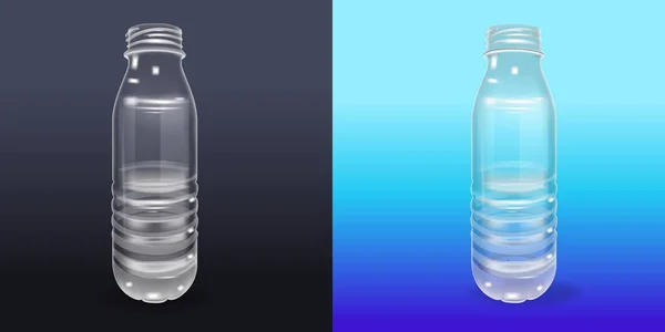 Vector realista plástico contenedor mineral agua botella bebida etiqueta aislado vacío plástico botella bebida beber vector mineral plástico objeto aislado 3D vacío etiqueta ilustración aislado — Vector de stock