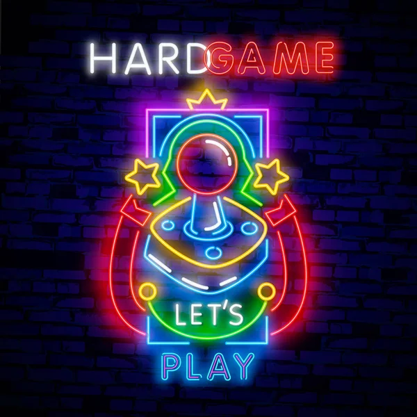 Neon Hard Games Neon Sign Bright Stock Vector (Royalty Free) 1447377215