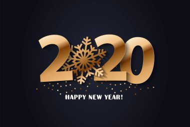 2020 mutlu yeni yıl arka plan. Altın vektör çizim 2020 mutlu yeni yıl ve mutlu Noeller. Broşürler ve broşür kartpostallar için tasarım