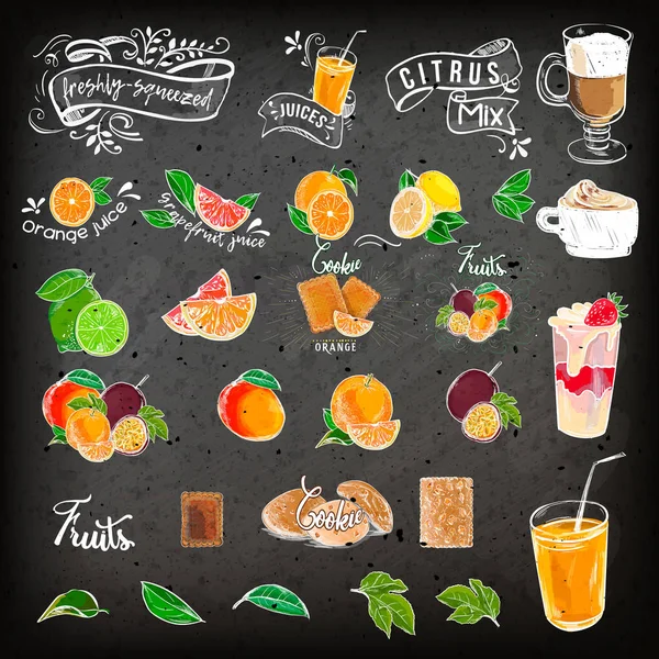 Vintage chalk drawing cocktail menu design. Restaurant menu on a dark background. Hand drawing on a graphic tablet. — Free Stock Photo