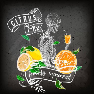 Siyah arkaplan vektör illüstrasyonunda izole edilmiş insan iskeleti