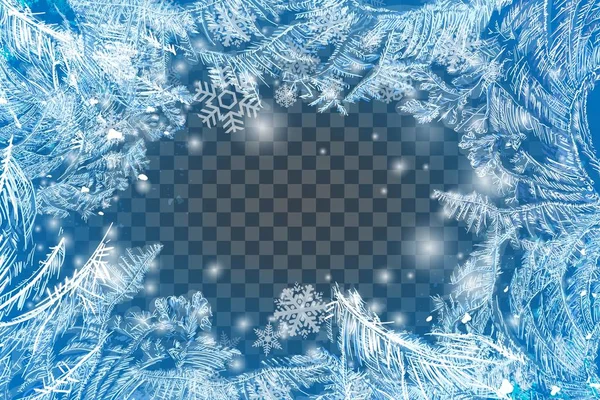 Vector Patterns Made by the Frost. Blue Winter Background for Christmas Designs. 2020 Label for Holiday Greeting Cards, Party Banners and Posters. Icy Abstract Background. — Stock Vector