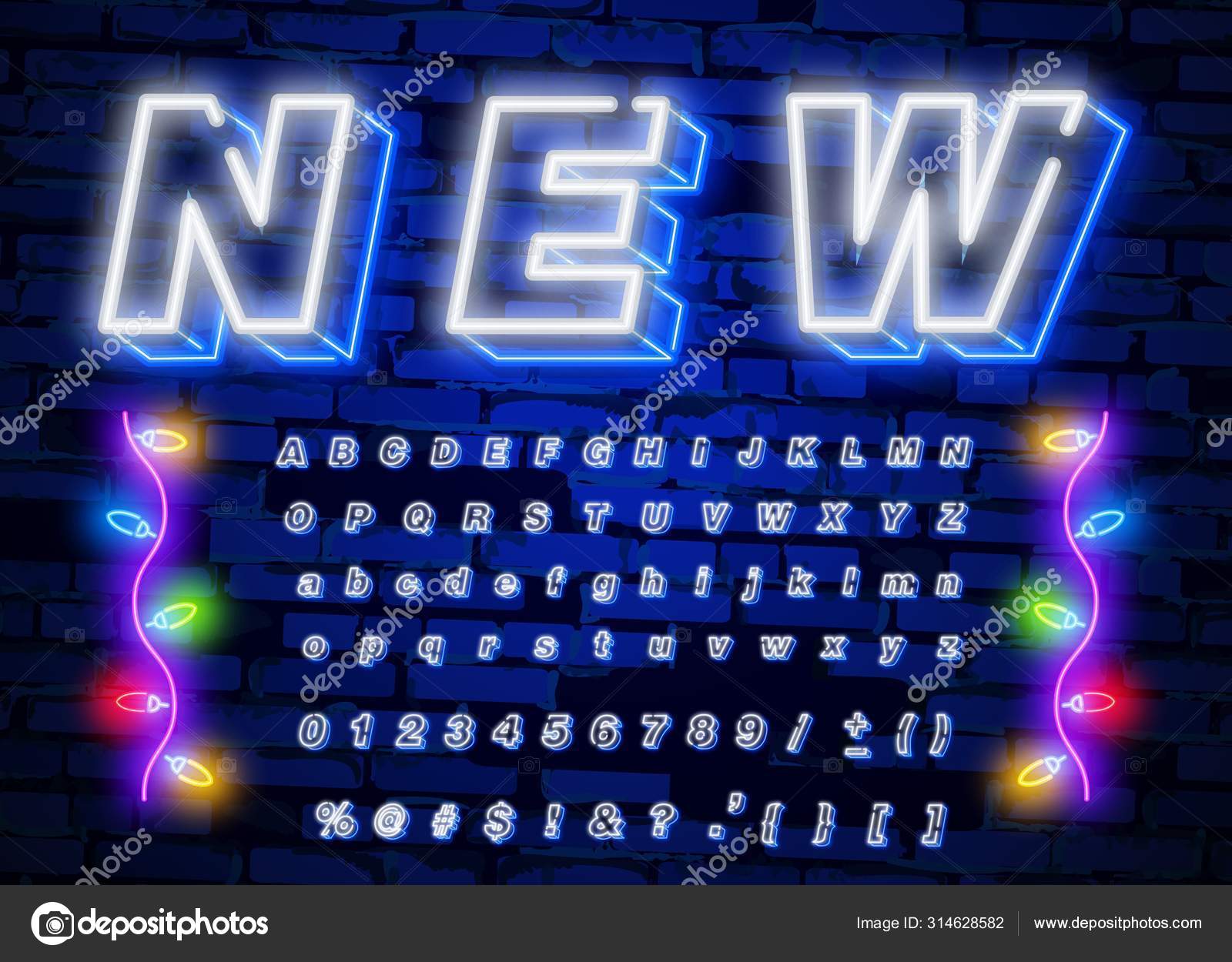 White Neon Font Neon Light 3d Alphabet Extra Glowing Font Exclusive Swatch Color Control Stock Vector C Executioner 4