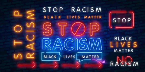 Černé Životy Jsou Neonové Tabuli Konec Rasismu Banner Pro Sociální — Stockový vektor