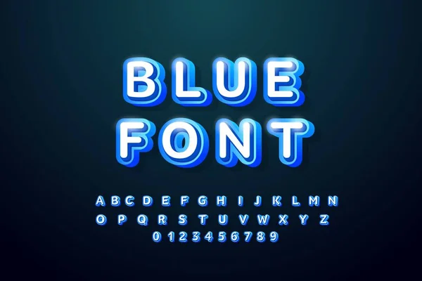 Vector 3D-Schrift kühnen Stil moderne Typografie für Logo-Dekoration. Große blaue und weiße Schrift. Cooles Alphabet. Modische Schrift. — Stockvektor