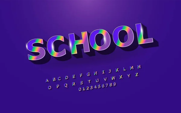 Fun English Alphabet für die Schule, bunte Buchstaben und Zahlen gesetzt. Schriftstil, Elemente einer Vektordesignvorlage für Ihre App oder Ihr Unternehmen. — Stockvektor