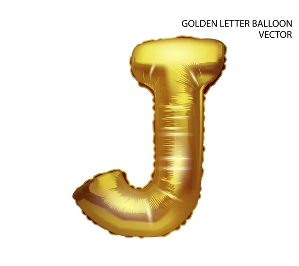 Fuente de globos inflables de papel de juguete dorado. Letra J. Vector 3D realista. Usted puede cambiar el color. — Vector de stock