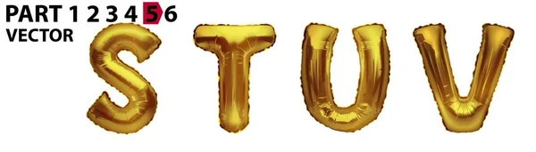 Stuv Gold Letter Balloons White Background Golden Alphabet Balloon Logotype — Stock Vector