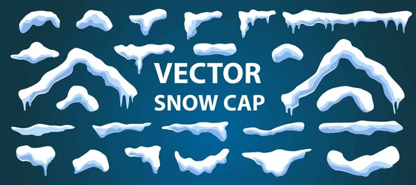 Schnee Eiskappe Mit Schatten Schneefall Und Schneeflocken Winterzeit Blauer Hintergrund — Stockvektor