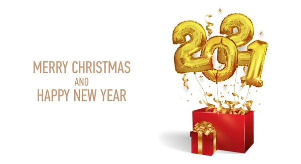 2021 Bolas Metal Feliz Año Nuevo Navidad 2021 Ilustración Vectorial — Vector de stock