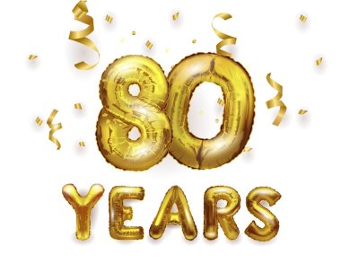 80 numaralı doğum günü kutlaması altın folyo helyum balonu hediyelerle birlikte. 3B Hazırlama