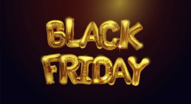 Kara Cuma indirimli arka planda metal balonlar var..