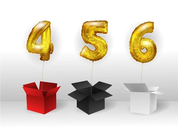 Números Balões Dourados Celebração Aniversário —  Vetores de Stock