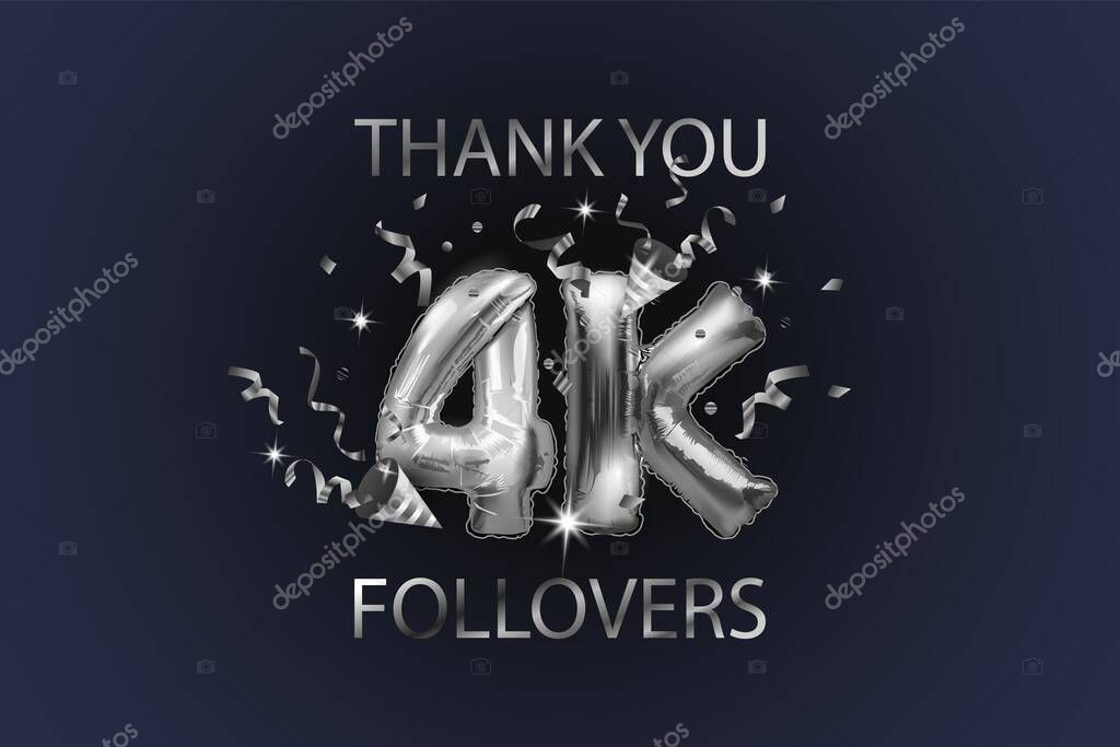 Thank you 4K or 4 Thousand followers. Vector illustration with golden glitter particles for social network friends, followers, web users.