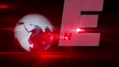 Haber yayın haber Intro grafik animasyon zorla. Başlangıç küre ve soyut dinamik kırmızı ve mavi ışıklar arka planda başlığında dönen.