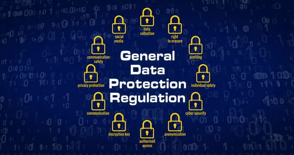 Bnpr Generel Forordning Databeskyttelse Hængelåse Afsnit Symbol Cybersikkerhed Søgeord Blå - Stock-foto