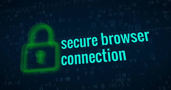 Connessione Sicura Del Browser Sicurezza Informatica Con Icona Lucchetto Verde — Foto Stock