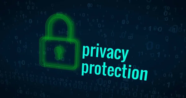 Protección Privacidad Seguridad Cibernética Con Icono Candado Verde Concepto Abstracto — Foto de Stock