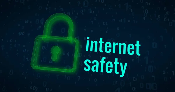 Sicurezza Internet Sicurezza Informatica Con Icona Lucchetto Verde Sfondo Digitale — Foto Stock