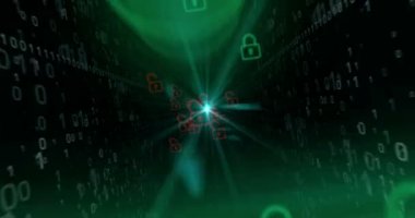 Siber güvenlik kavramı soyut loopable animasyon dijital arka plan kilitler açılmasıyla. Kesintisiz 4 k görüntüleri internet ve bilgisayar güvenliği koruma.