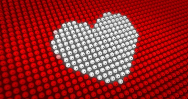 Weißes Herzsymbol Schlägt Auf Großem Led Display Mit Großem Pixel — Stockfoto