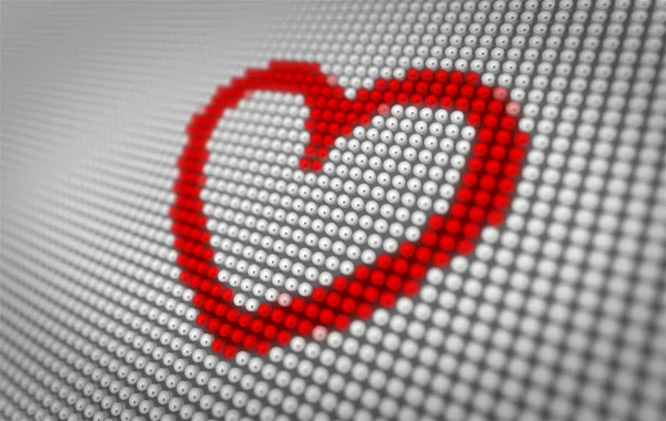Red Heart Symbol Beating Big Led Display Large Pixel Heart — Stock Photo, Image