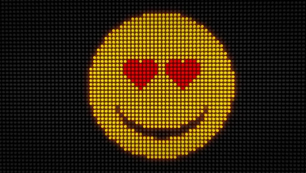 Emoticon Amor Rosto Tela Led Grande Com Grandes Pixels Ícone — Fotografia de Stock