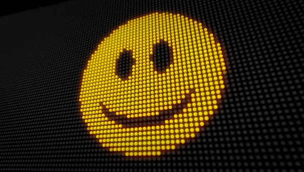 Emoticon Sorriso Rosto Tela Led Grande Com Grandes Pixels Ícone — Fotografia de Stock