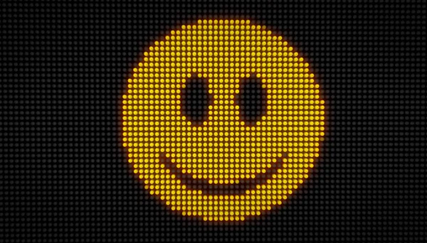 Emoticon Sorriso Rosto Tela Led Grande Com Grandes Pixels Ícone — Fotografia de Stock