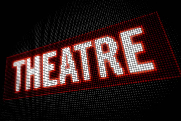 Theatre Neon Text Big Led Display Large Pixels Characters Lights — Stock Photo, Image