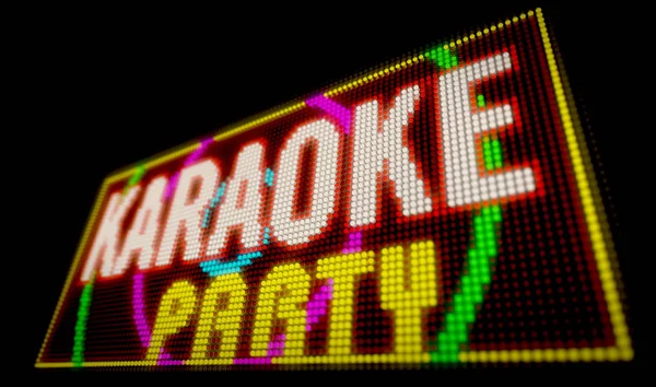 Signo Fiesta Karaoke Neón Grandes Letras Iluminadas Construidas Con Bombillas —  Fotos de Stock