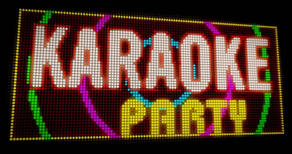 Karaoke Part Skylt Neon Stora Belysta Bokstäver Byggd Glödlampor Led — Stockfoto