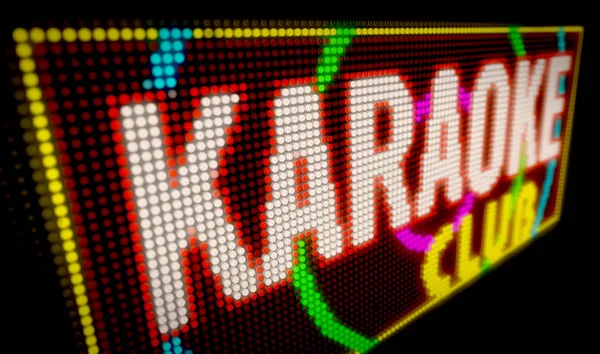 Karaoke club işareti neon. Ampulleri inşa büyük Işıklı harfler 3d çizim yol açtı..