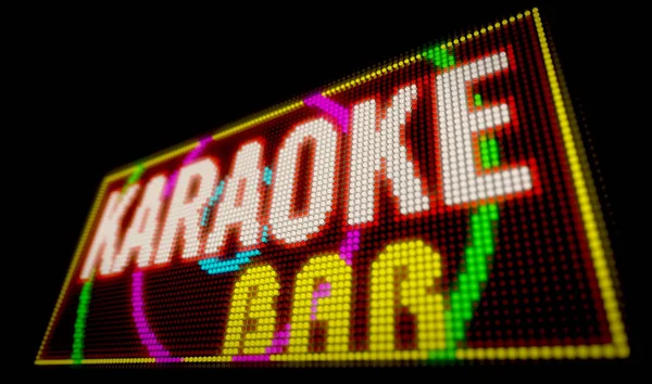 Karaoke bar işareti neon. Ampulleri inşa büyük Işıklı harfler 3d çizim yol açtı..