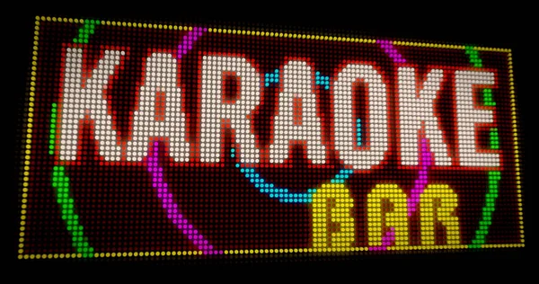 Karaoke bar işareti neon. Ampulleri inşa büyük Işıklı harfler 3d çizim yol açtı..