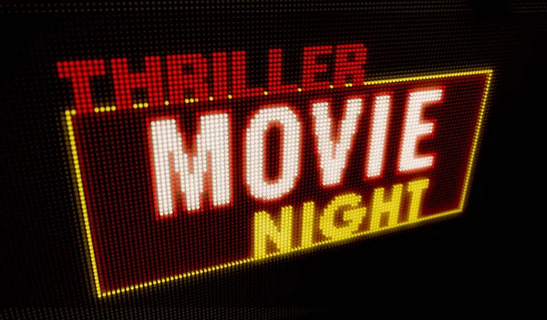 Thriller Movie Night Retro Intro Illuminated Letters Big Neon Display — Stock Photo, Image