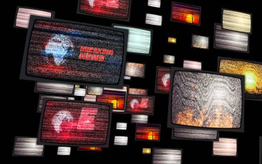 Eski bir tv üzerinde gürültü ayarlar. Uçuş arasında televizyon ekranları ile kar ve sinyal yok. Soyut kavram ve anksiyete atmosfer televizyon görüntüler.
