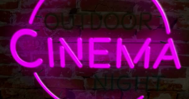 Nuit Cinéma Plein Air Néon Animation Intro Vol Sur Lettrage — Video