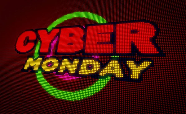 Cyber Monday Bulbos Venda Outdoor Banner Néon Moderno Tela Led — Fotografia de Stock