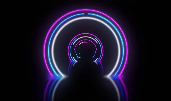 Neon Hintergrund Illustration Konzept Der Lichtrahmen Retro Stil — Stockfoto