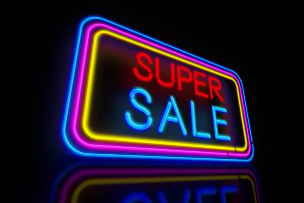 Grande Luce Super Vendita Neon Pubblicità Banner Promozione Del Venerdì — Foto Stock