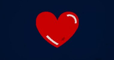 Piksel kalp şekli aşk retro oyun konsolu içinde birçok dilde sloganı ile animasyon stilize. Vintage, gürültü ve aksaklık etkileri.