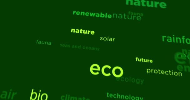 Ecologie Concept Eco Modewoorden Vliegen Uiteindelijk Een Boom Als Symbool — Stockvideo