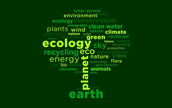 Ekoloji Kavramı Bir Ağaç Sembolü Şeklinde Birçok Sloganlar Çevre Gezegeni — Stok fotoğraf