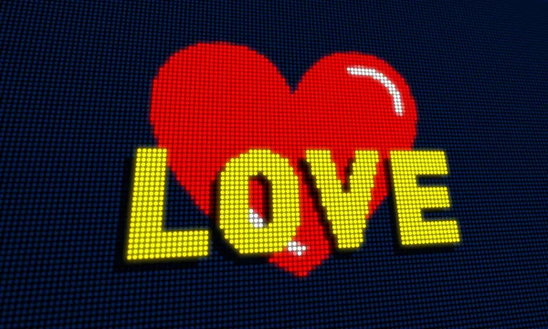 Tvar Srdce Láskou Led Pixel Obrazovky Obrázek — Stock fotografie