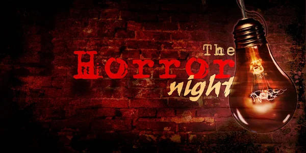 Bioscoop Horror Nacht Achtergrond Met Lamp Bakstenen Muur Achtergrond — Stockfoto