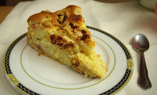 Tarta Manzana Clásica Plato Retro Con Cucharadita — Foto de Stock