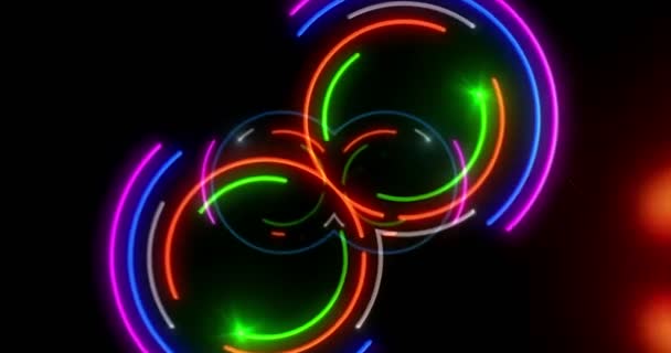 Neon Ilumina Fundo Abstrato Animação Perfeita Loopable Voo Pelo Túnel — Vídeo de Stock